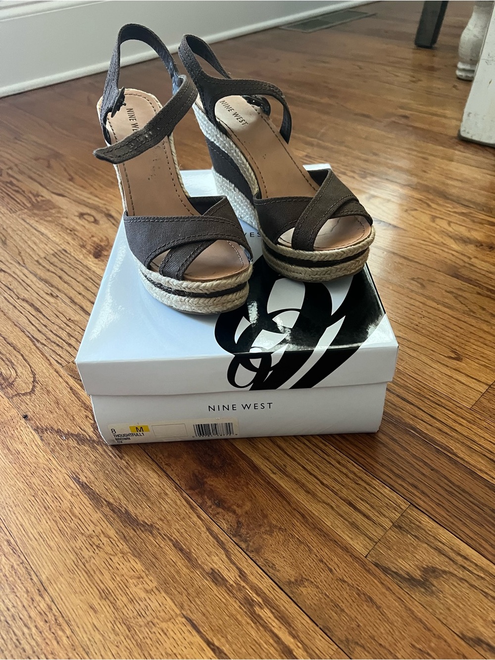 Nine West Dark Brown Espadrille Wedge Sandals